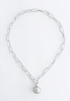 Collar Cadena Oval Bola Plata