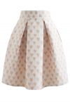 Falda plisada de jacquard Sweet Heart en color crema