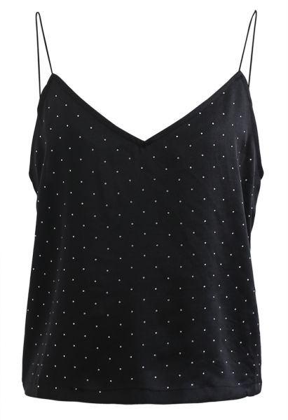 Top de tirantes con cuello en V Shimmer en negro