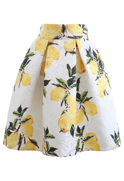 Falda plisada de jacquard de limoneros