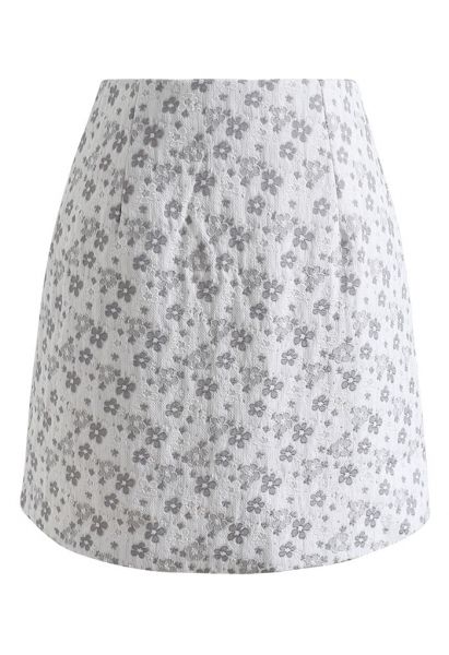 Minifalda Bud de jacquard Floret en gris