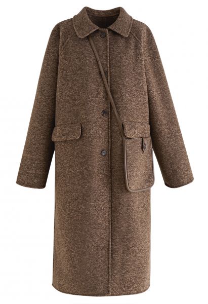 Abrigo largo con bandolera en marrón