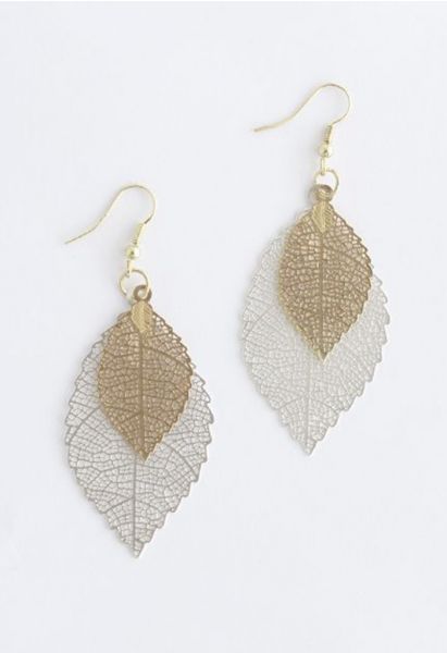 Aretes Boho Doble Hoja en Plata