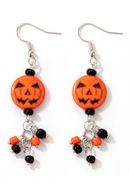 Aretes con cuentas de calabaza rayada