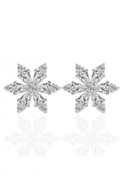 Aretes de diamantes Moissanite completos de copo de nieve