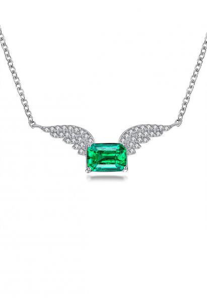 Collar de gemas de esmeralda con decoración de alas