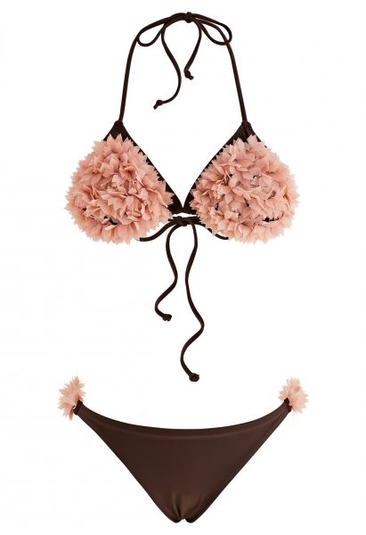 Conjunto de bikini halter de flor de coral 3D