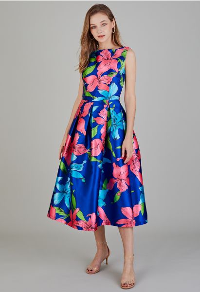 vestido midi sin mangas Flamboyant Blossom