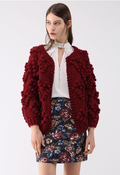 Tejer su amor Cardigan en vino