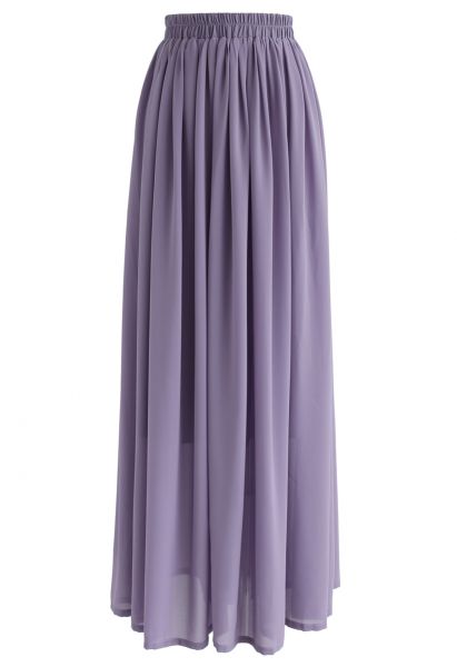 Maxi Falda con Pliegues en Color Violeta