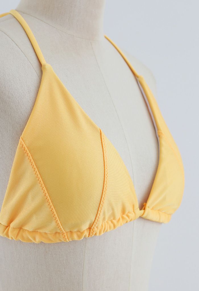 Conjunto de bikini halter con cordón autoatado en amarillo