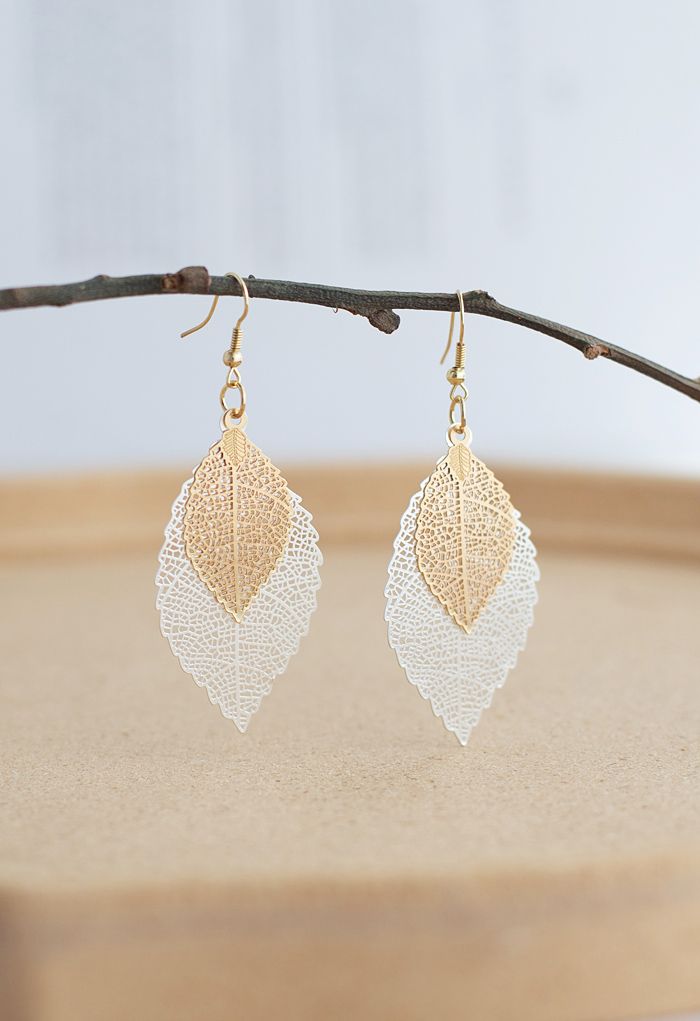 Aretes Boho Doble Hoja en Plata