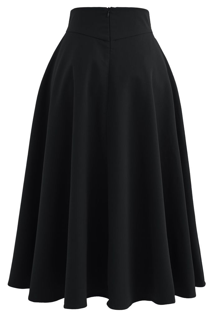 Falda midi evasé Classic Sencillez en negro