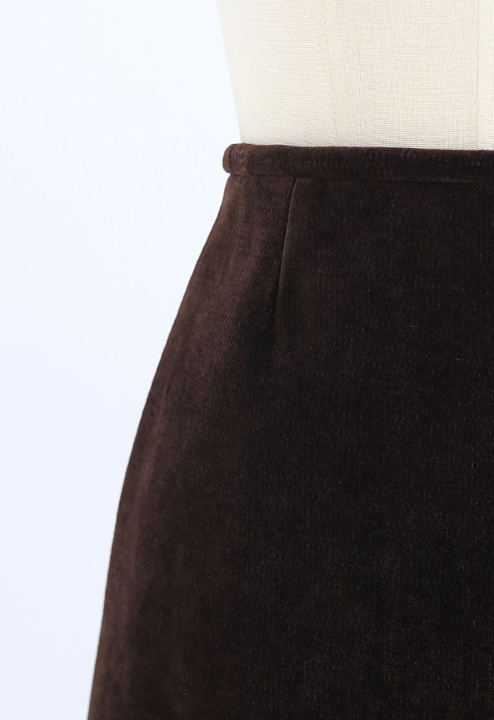 Minifalda Bud de pana en marrón