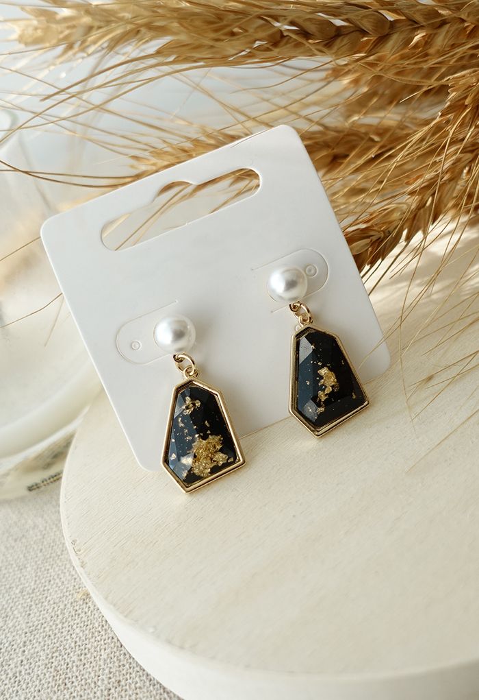 Aretes colgantes de perlas y diamantes de imitación