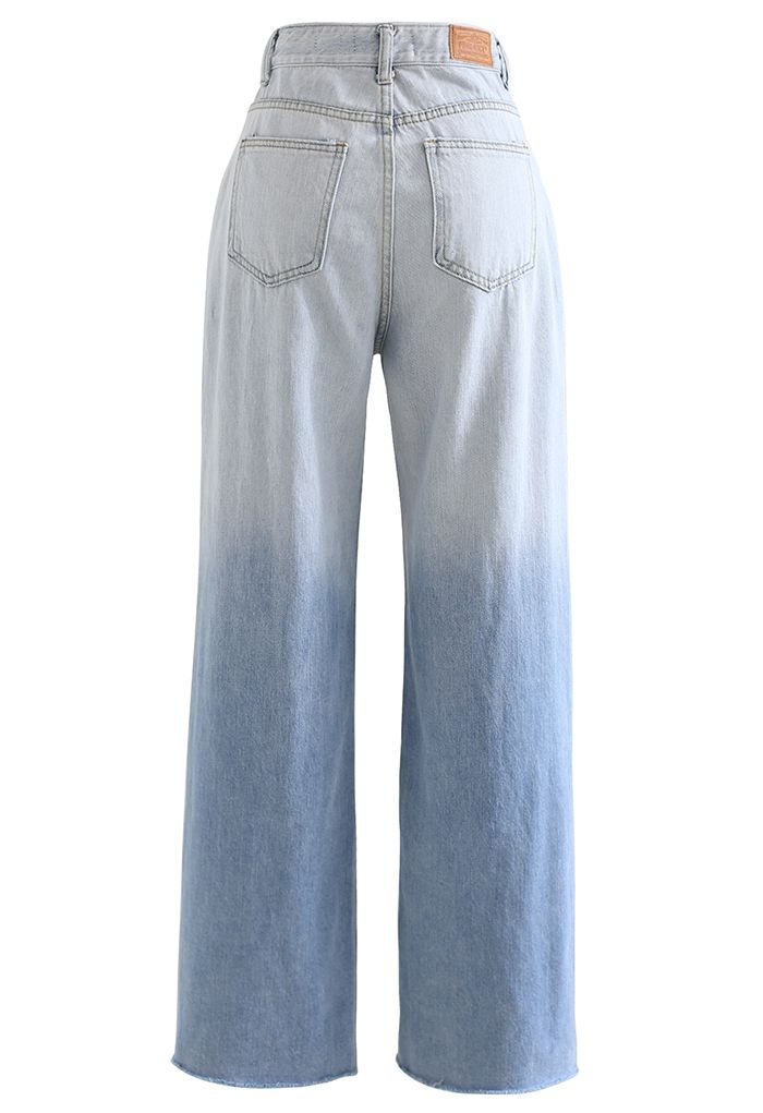 Jeans de pernera ancha rasgados Ombre