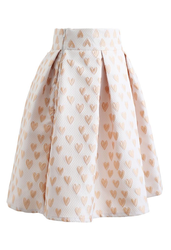 Falda plisada de jacquard Sweet Heart en color crema