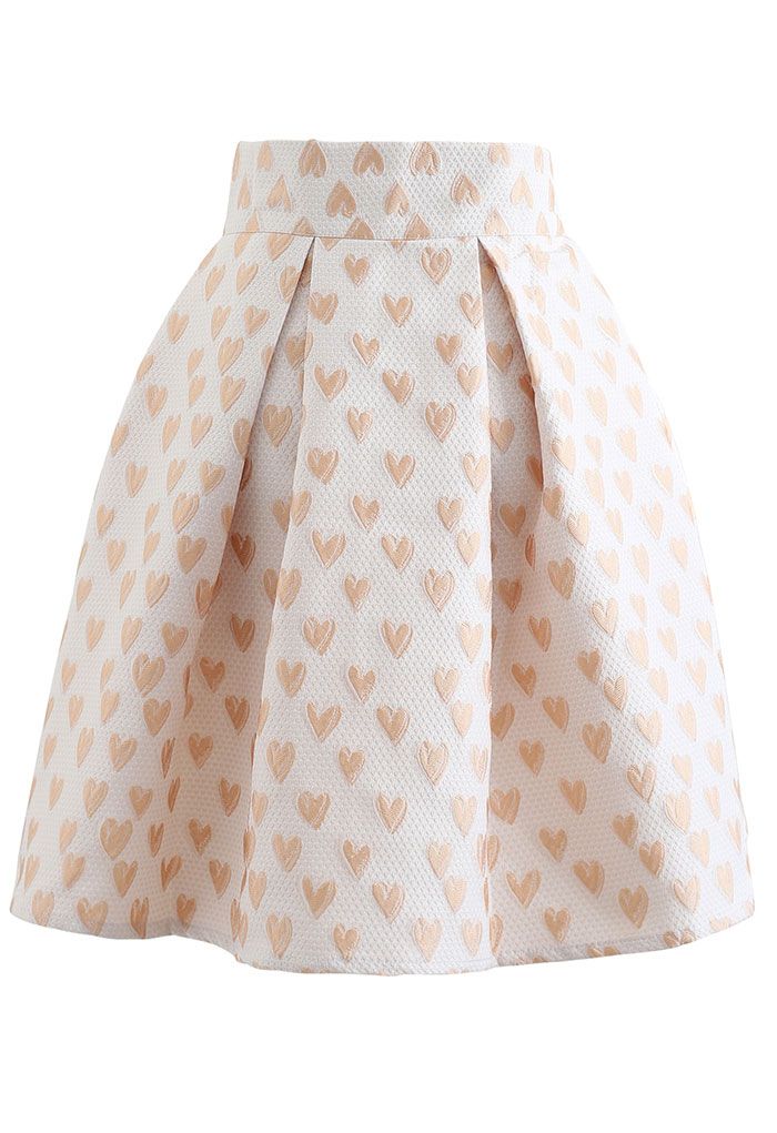 Falda plisada de jacquard Sweet Heart en color crema