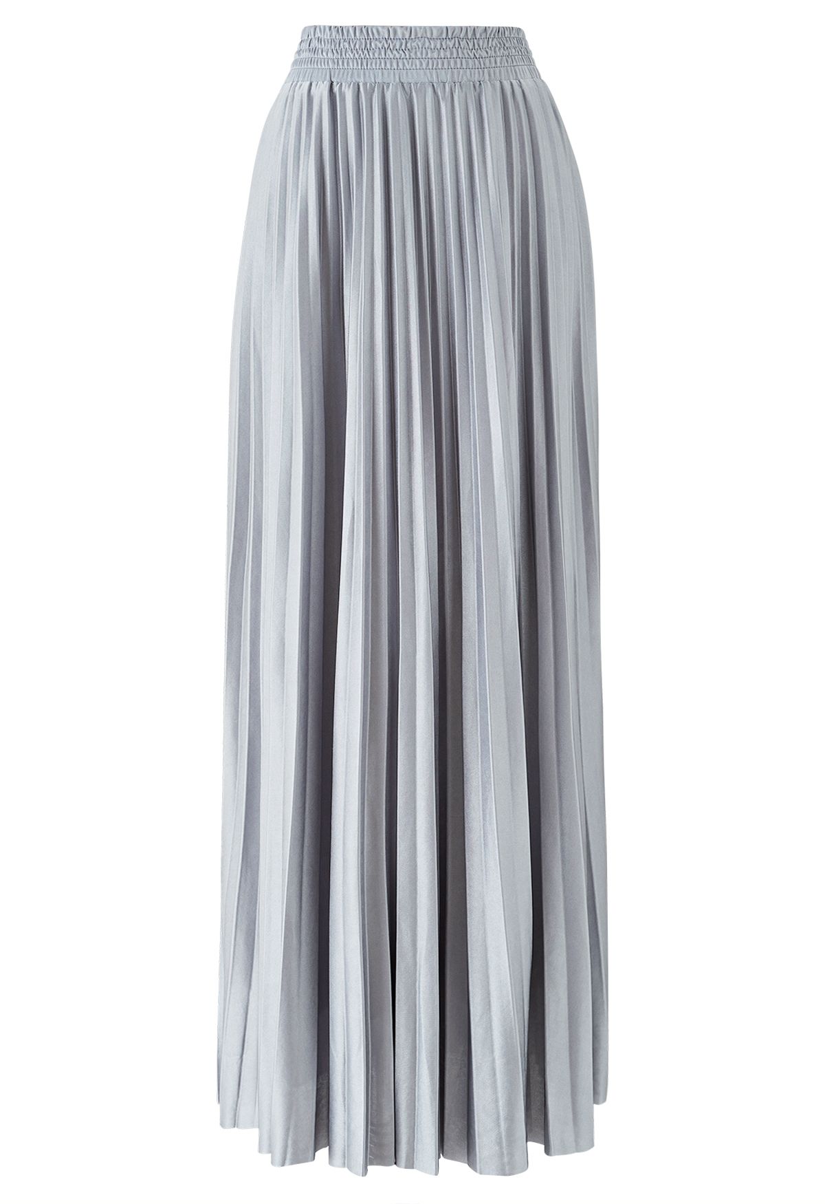 Falda larga plisada brillante en gris