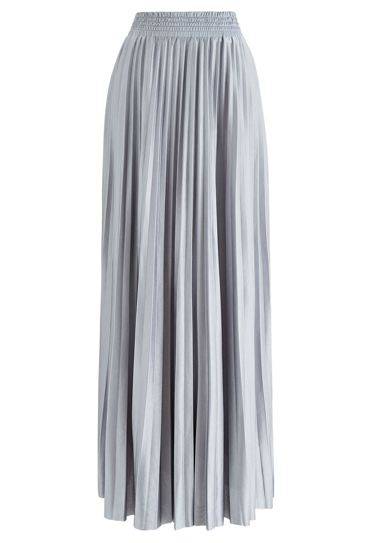 Falda larga plisada brillante en gris