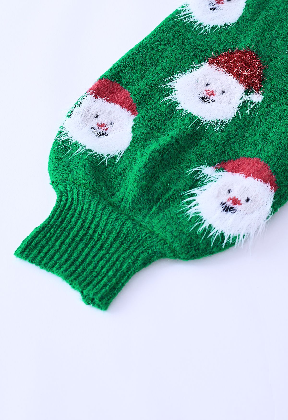 Top de punto Fuzzy Santa Claus en verde