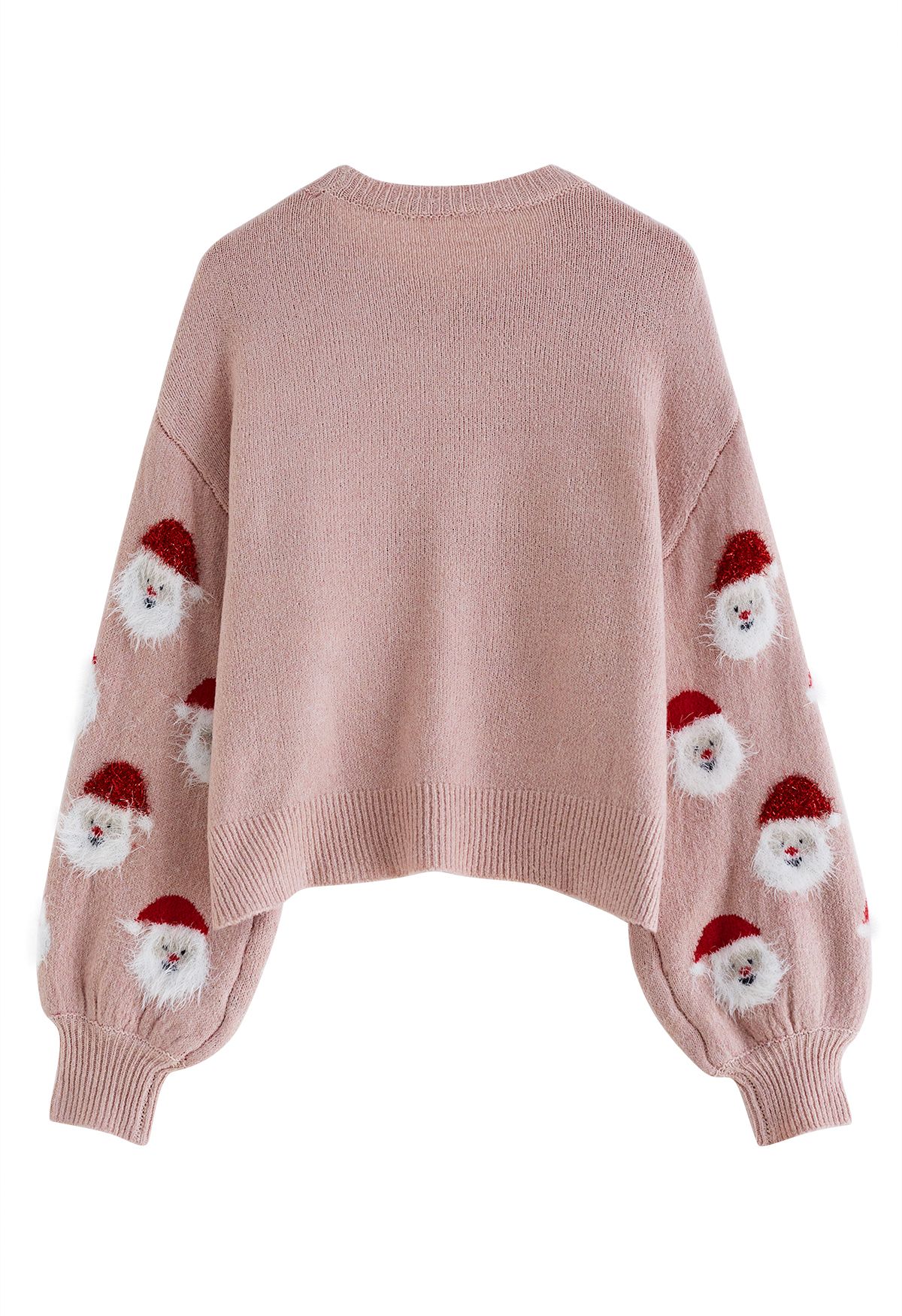 Top de punto Fuzzy Santa Claus en rosa