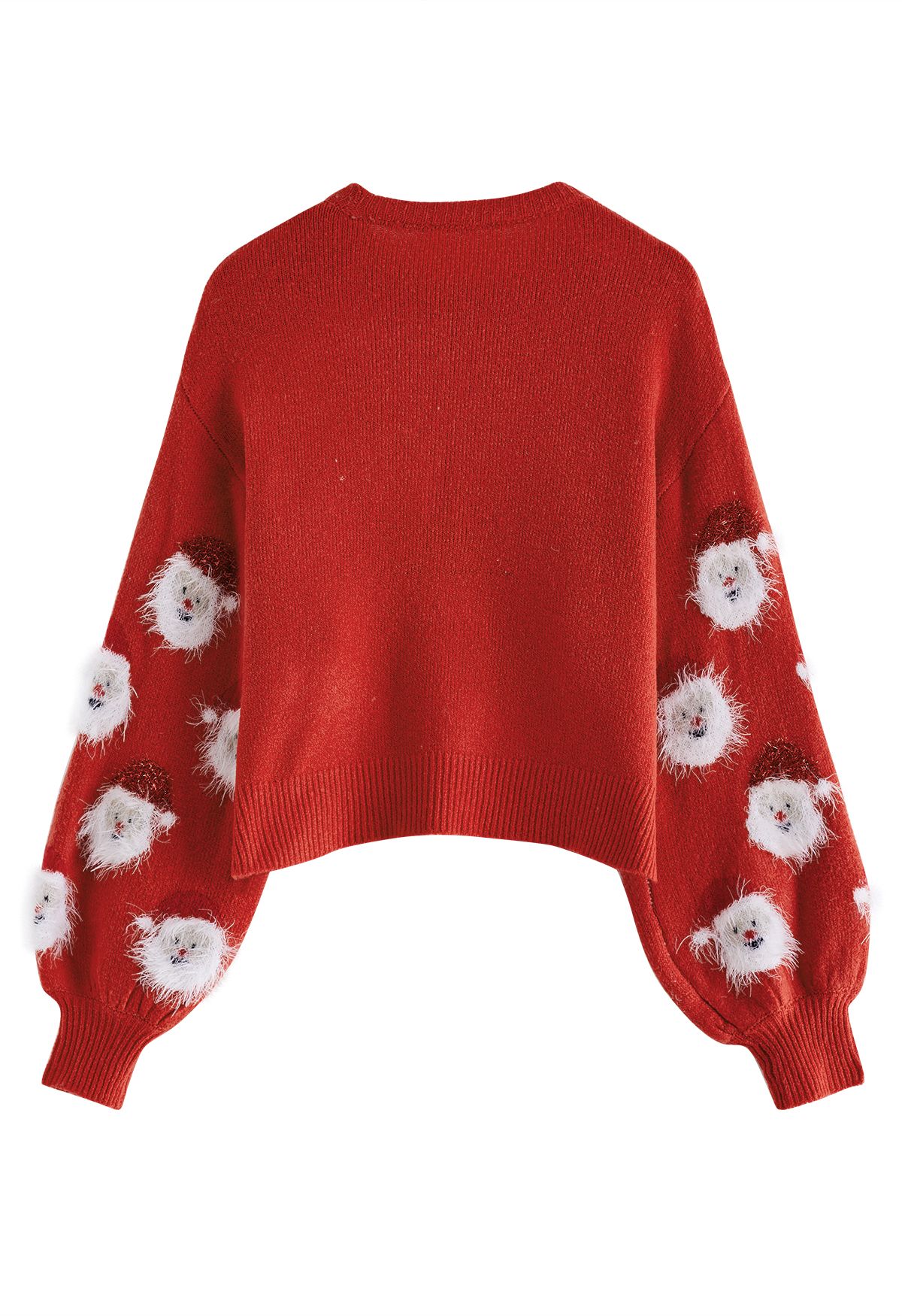 Top de punto Fuzzy Santa Claus en rojo