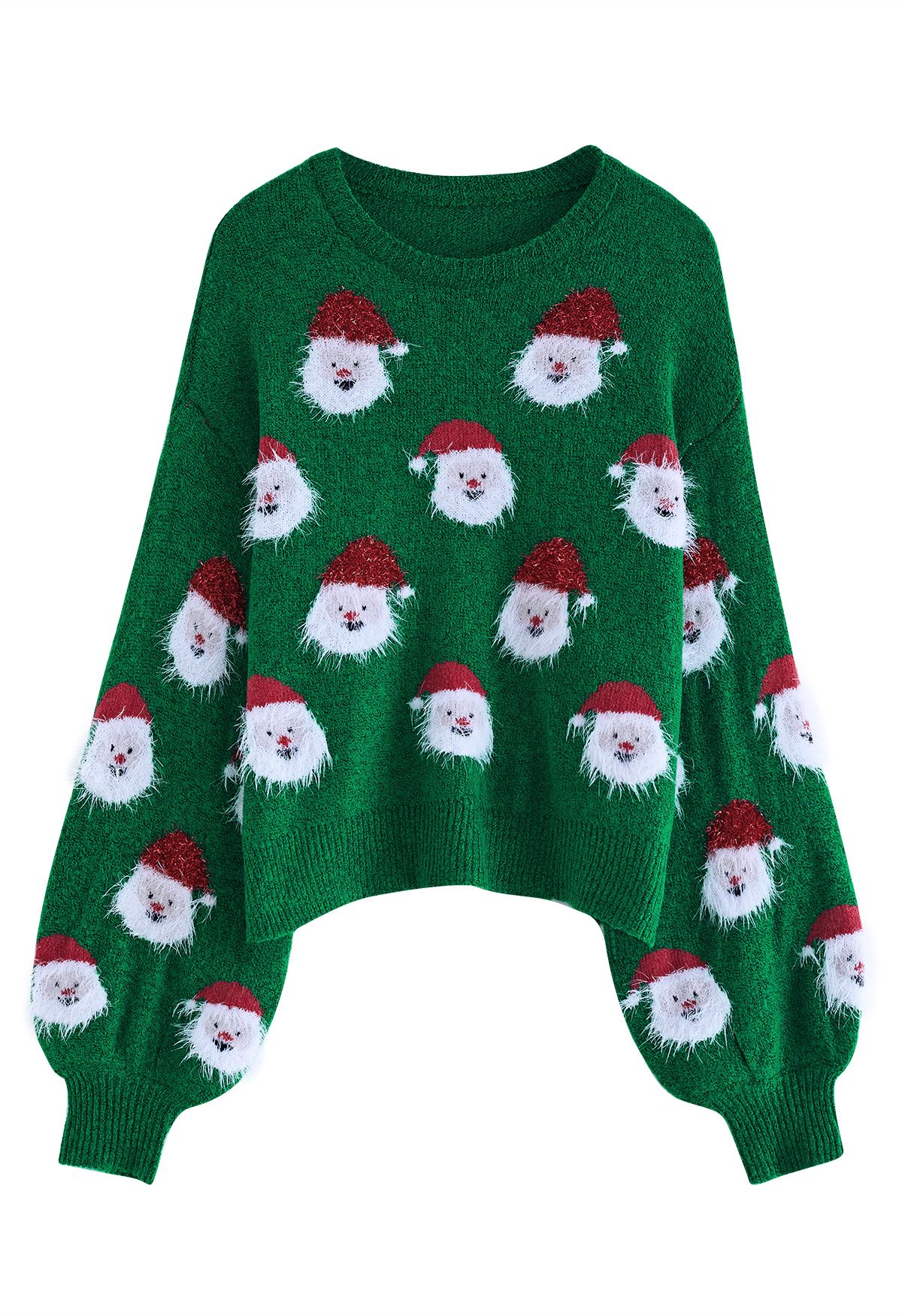 Top de punto Fuzzy Santa Claus en verde