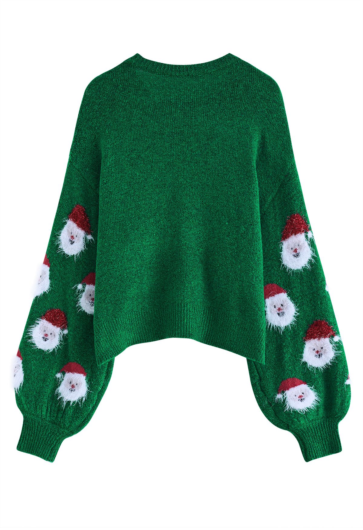 Top de punto Fuzzy Santa Claus en verde