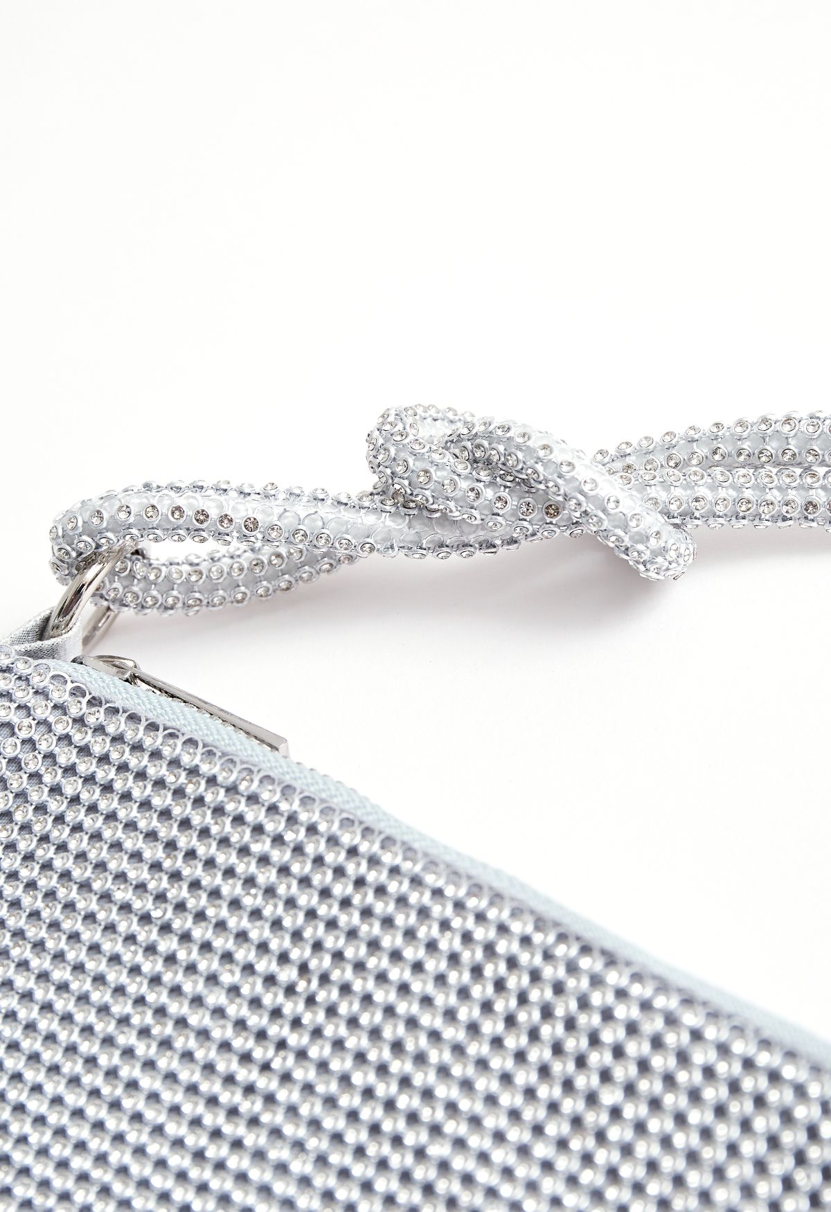 Bolso de hombro de doble cuerda con diamantes completos en plata
