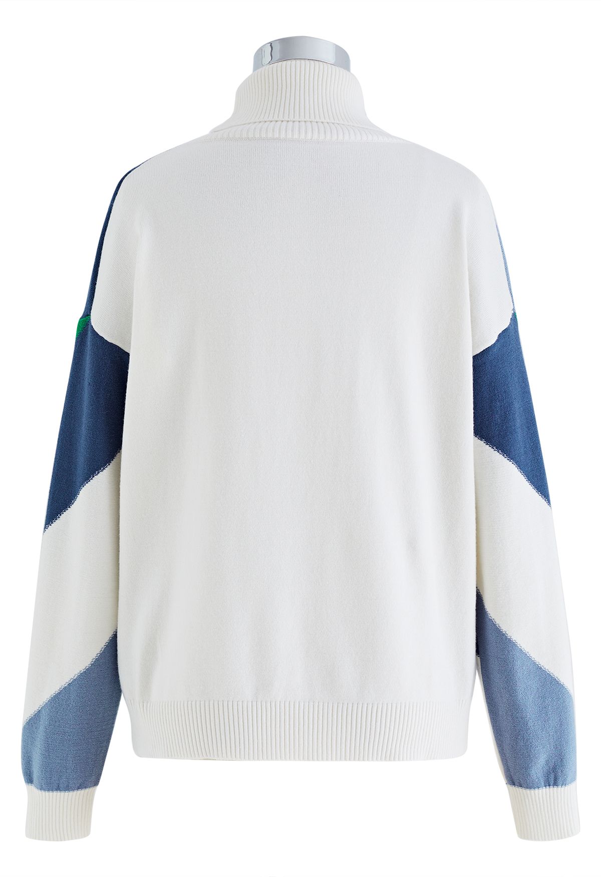 Suéter de punto de cuello alto con bloque de color a rayas en azul