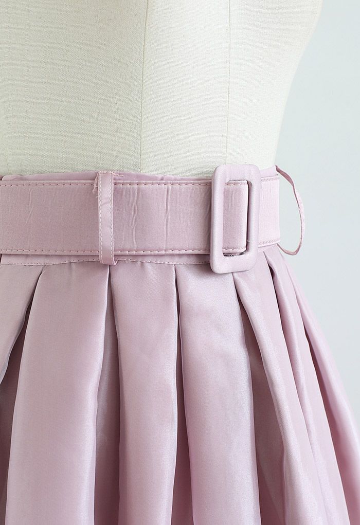 Falda midi plisada de Organdí suave en rosa