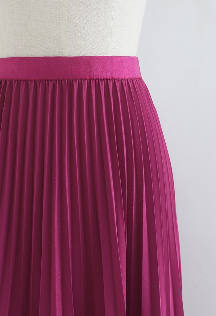 FALDA plisada midi Sencillez en magenta