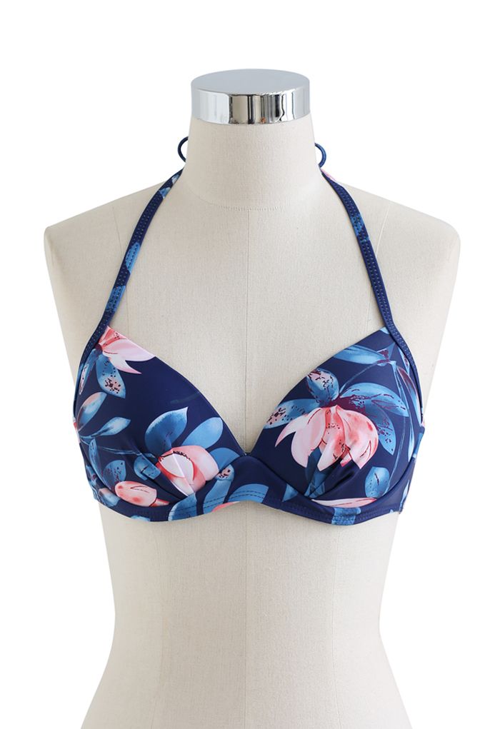 Conjunto de bikini de manga larga de dos piezas Magnolia en azul marino