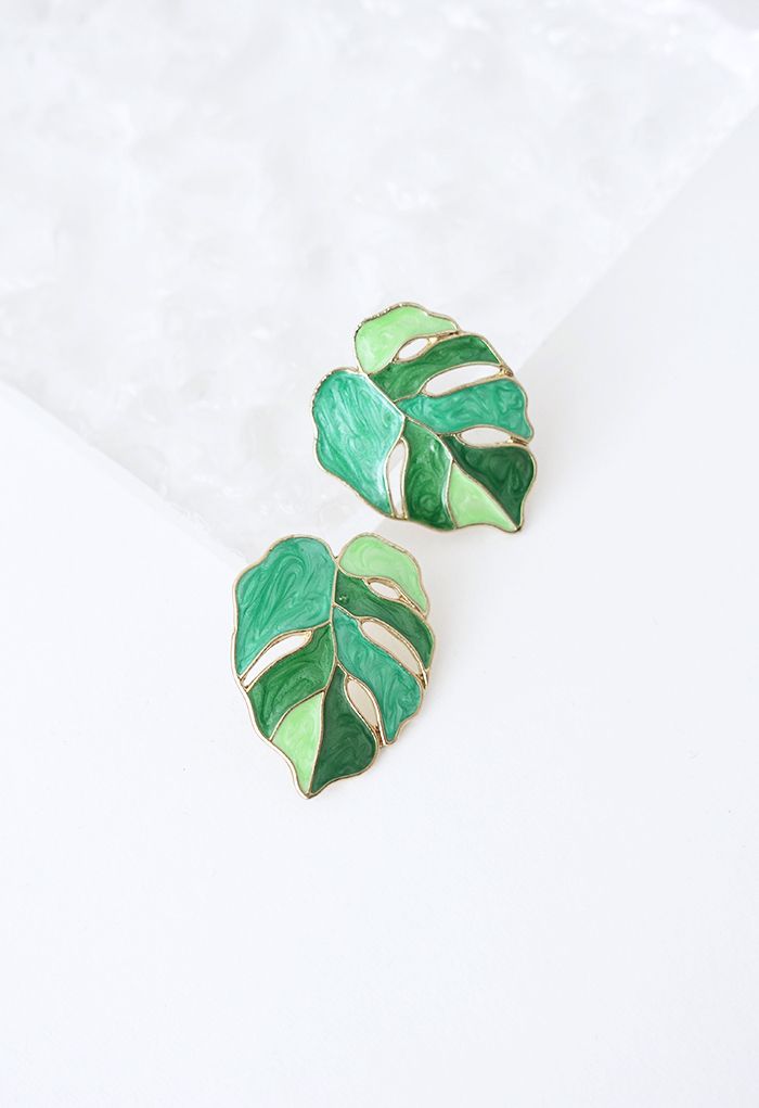 Pendientes de hoja verde