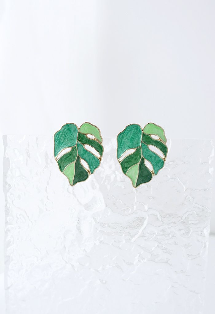 Pendientes de hoja verde