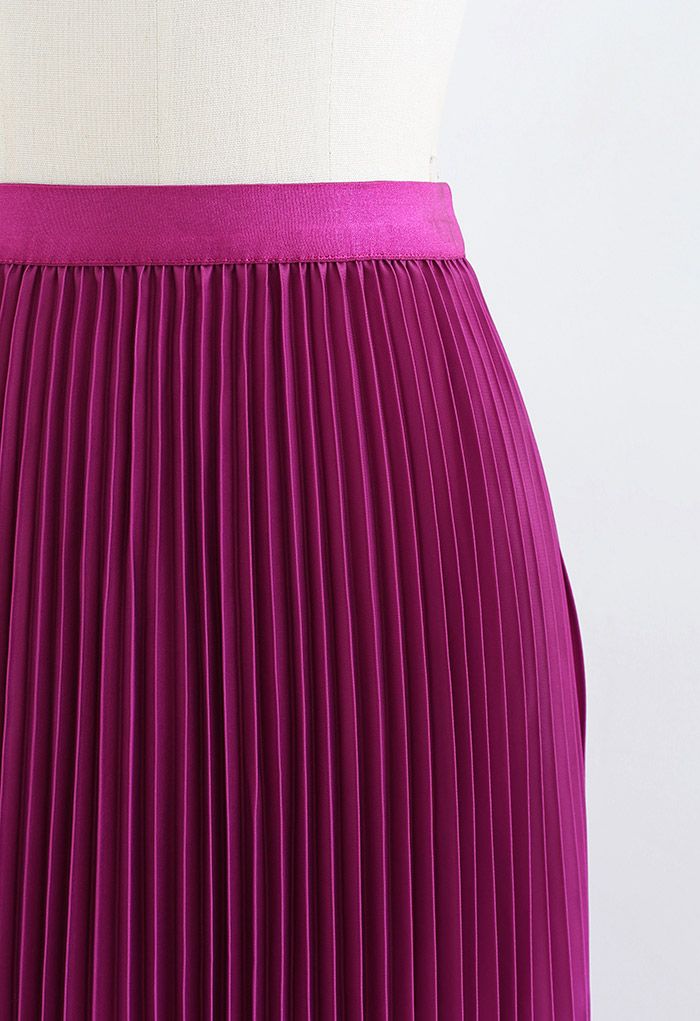 Falda midi plisada en degradado magenta