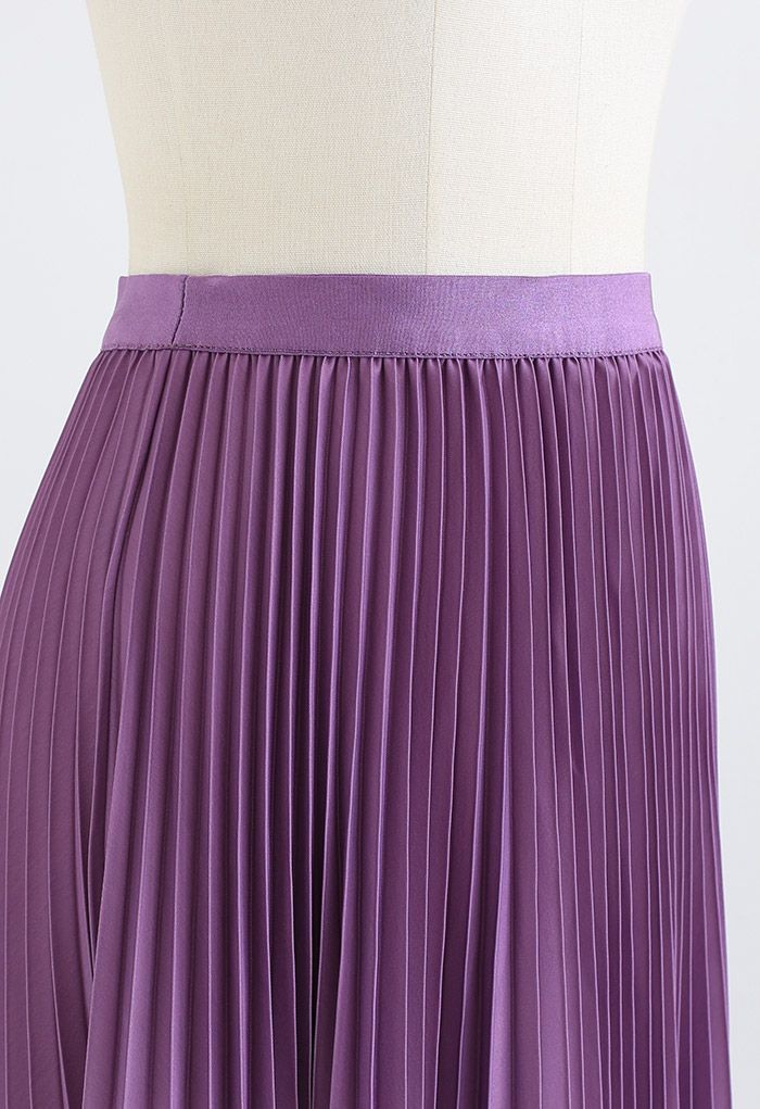 Falda midi plisada en degradado violeta