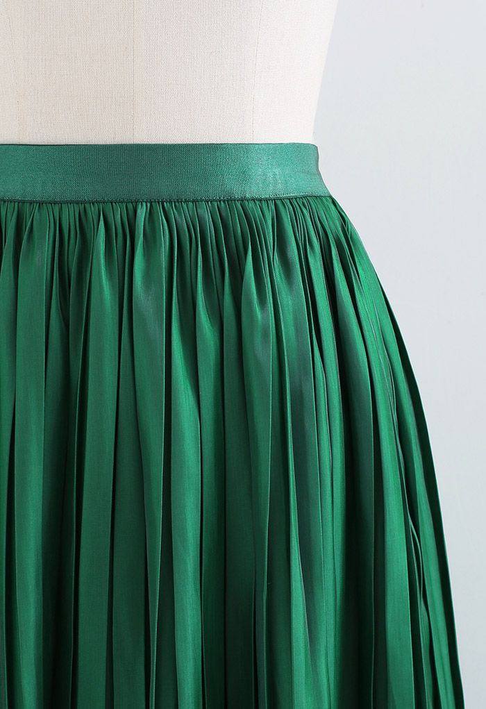 Falda midi plisada con cintura elástica Glimmer en verde