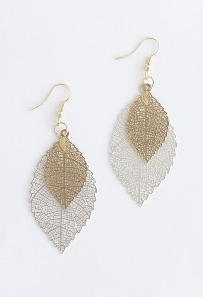 Aretes Boho Doble Hoja en Plata