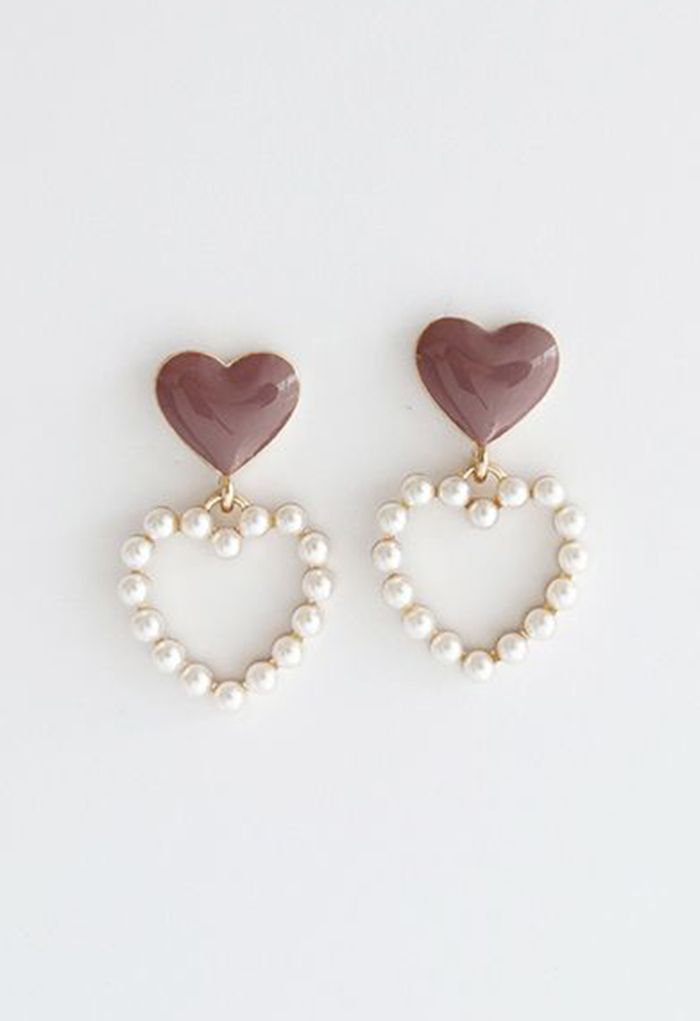 Aretes colgantes de corazones dobles