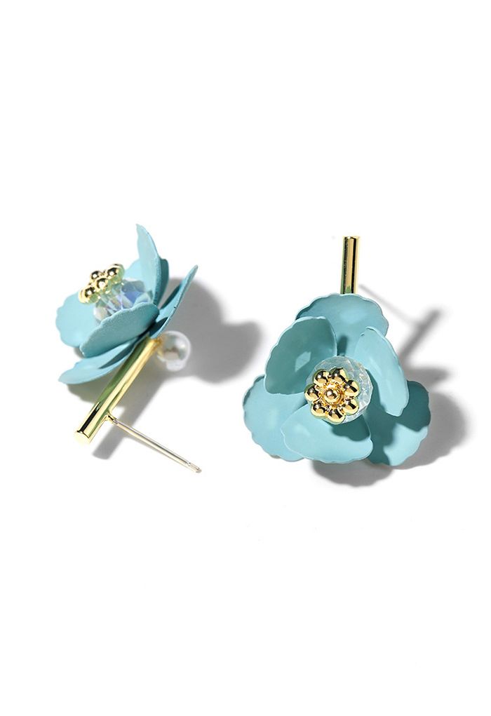 Pendientes Florales 3D Color Turquesa