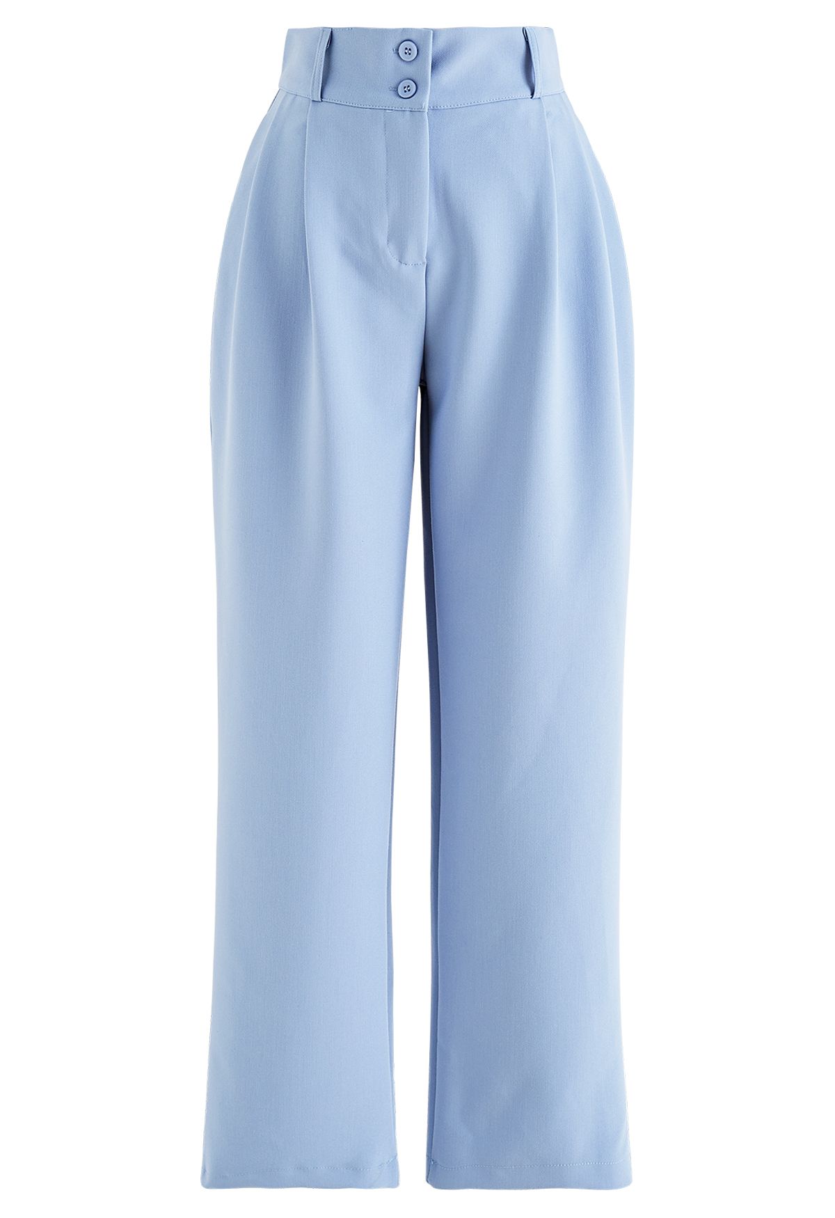 Fascinantes pantalones drapeados de pierna recta en azul