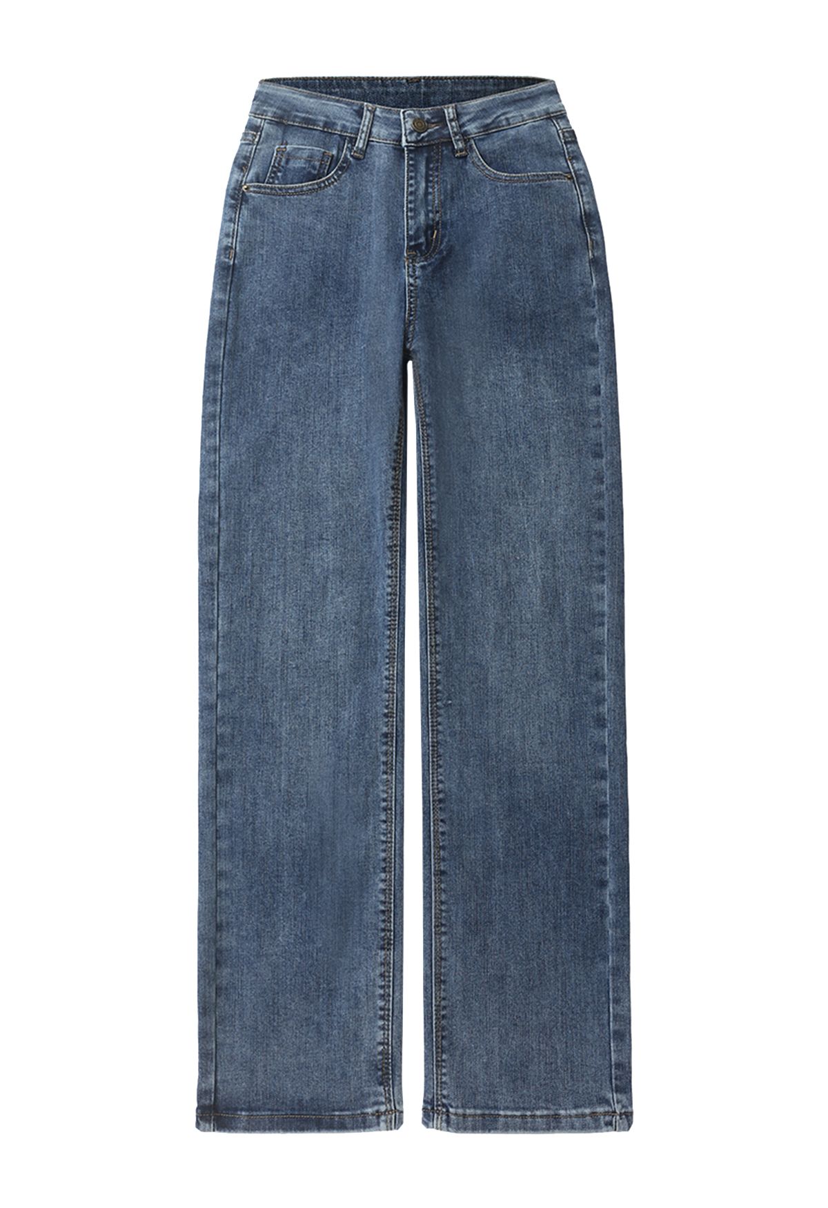 Jeans rectos suaves con bolsillos delanteros y traseros