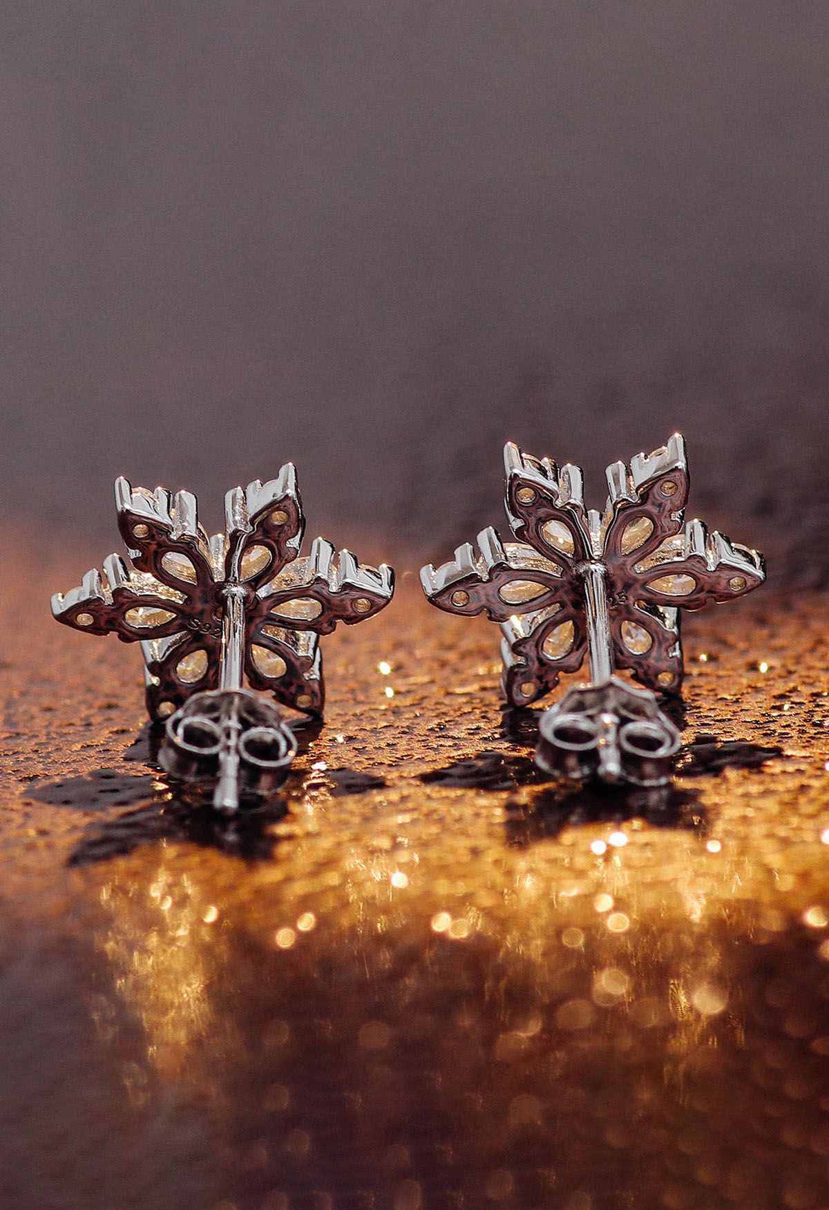 Aretes de diamantes Moissanite completos de copo de nieve