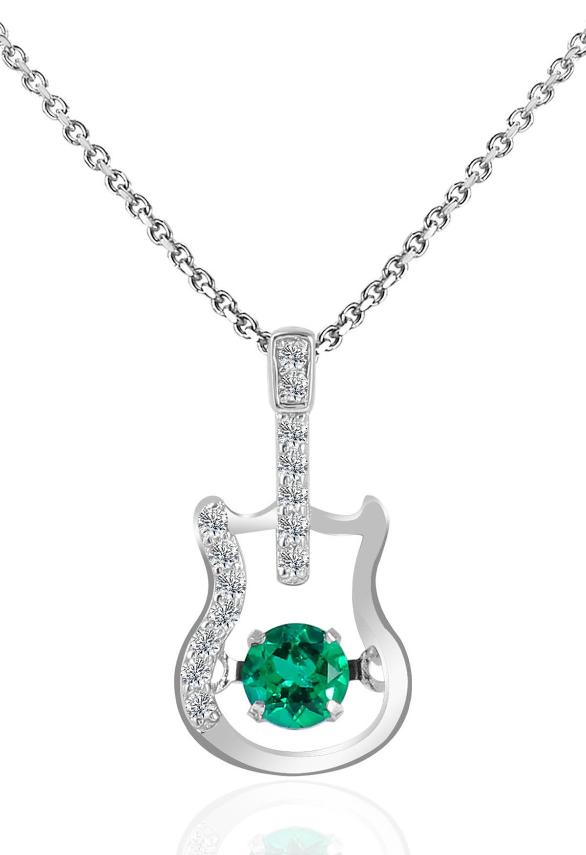 Collar de gemas de esmeralda con forma de guitarra