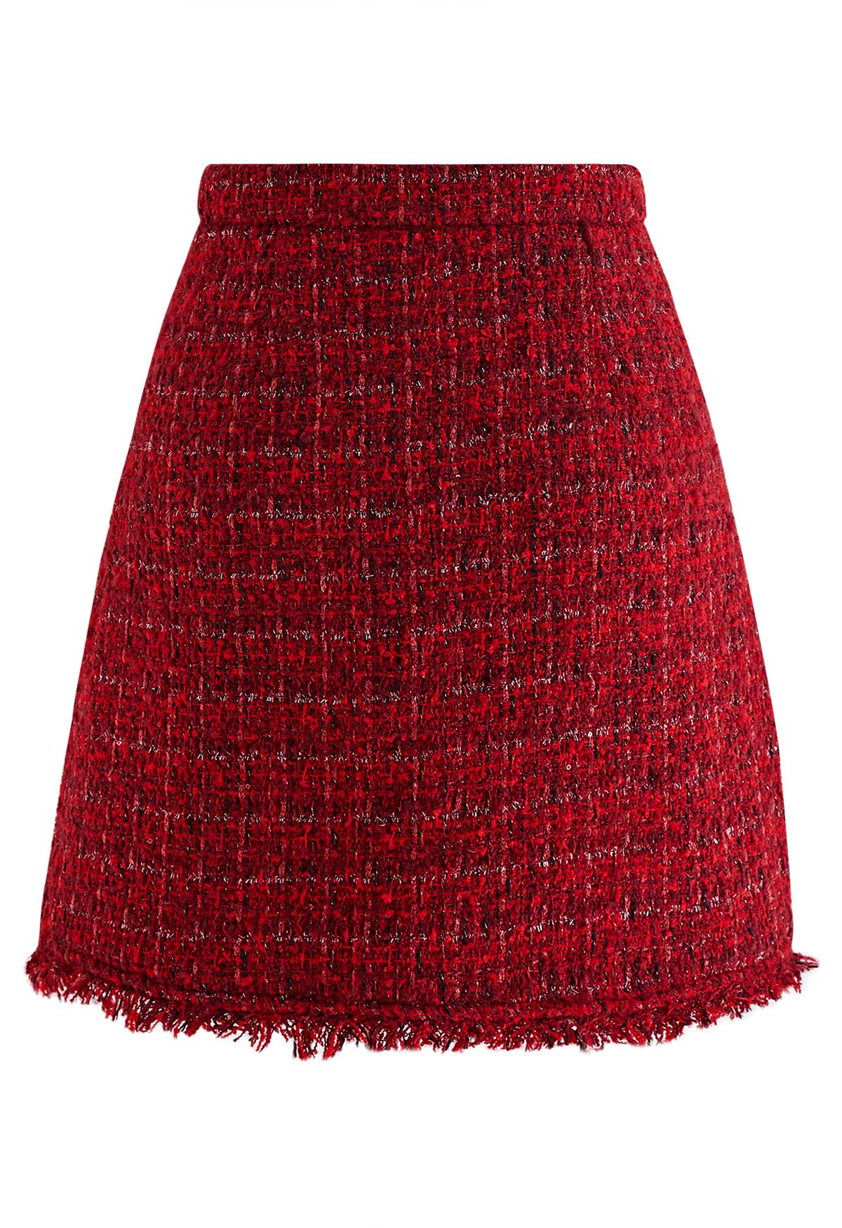 Minifalda Bud de tweed de cuadrícula en rojo