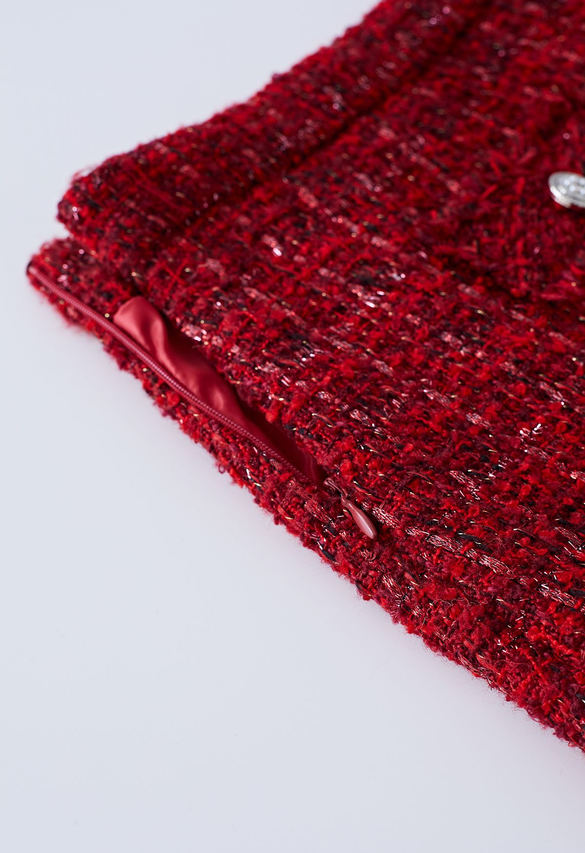 Minifalda Bud de tweed de cuadrícula en rojo