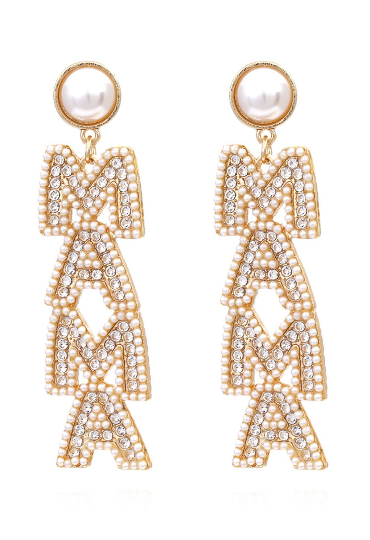 MAMA Lujosos aretes de diamantes y perlas