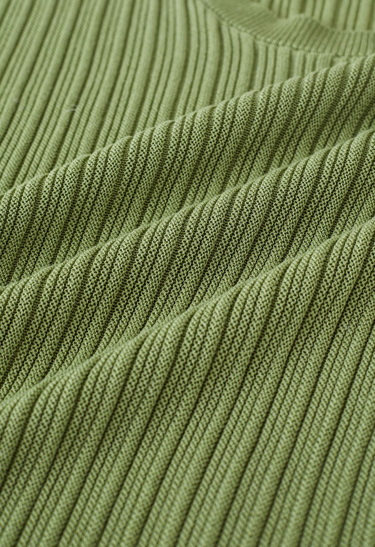 Conjunto de pantalón y top de punto con cordón en la manga en verde